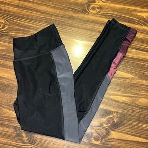 MAURICES INMOTION ACTIVE LEGGINGS BLACK GRSY PURPLE DETAIL POCKETS SIZE MEDIUM